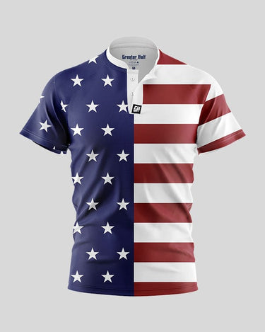 American Flag Henley Polo Henley Polo Greater Half S